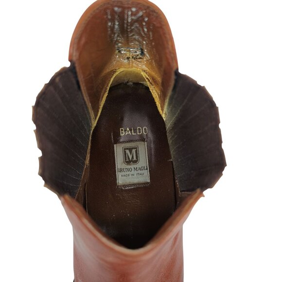 Vintage Bruno Magli Mens 10.5M Brown Calfskin Leather Chelsea Dress Boots Italy - Picture 11 of 13